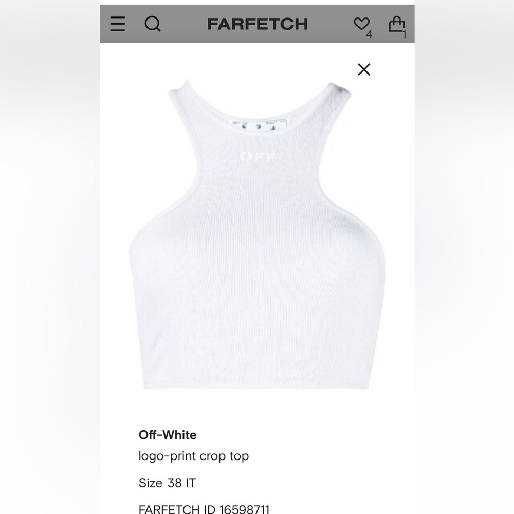 Off-White White Logo Crop Top brand new